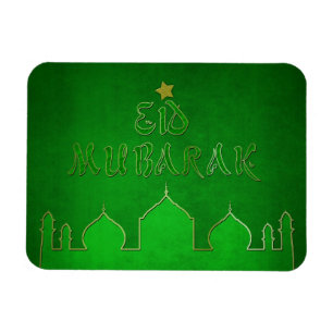 Eid Mubarak Green Gold Mosque Magnet