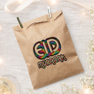 Eid Mubarak Greeting Rainbow Colors Typography Favour Bag