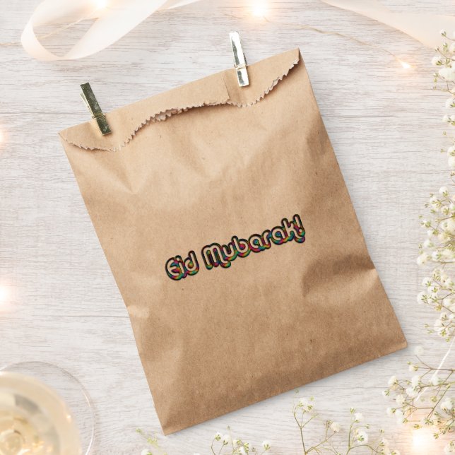 Eid Mubarak Greeting Rainbow Colours Typography Favour Bag (Clipped)