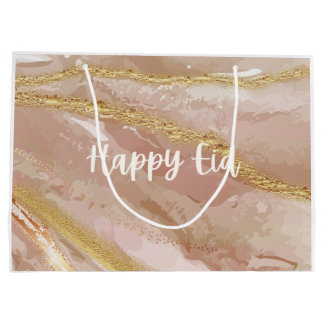 Eid Mubarak/Happy Eid Marble Pink Gift Bag Script 