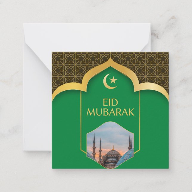 Eid Mubarak in Green Background Card (Front)