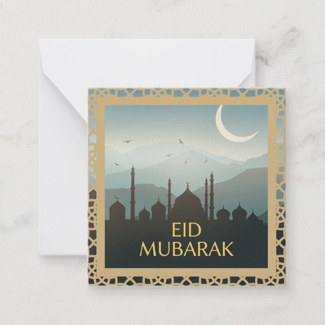 Eid Mubarak in Light Blue Background Card (Front)