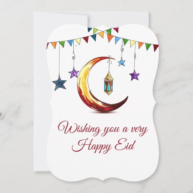 Eid Mubarak  Islamic Crescent Holiday Card (Front)