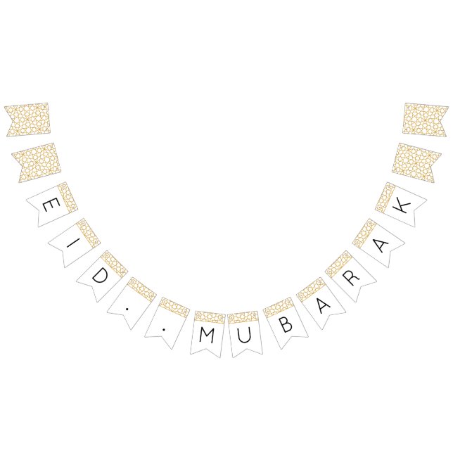 Eid Mubarak Islamic geometric gold decoration Bunting (All)