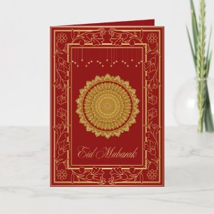 Eid Mubarak islamic greetings card with mandala