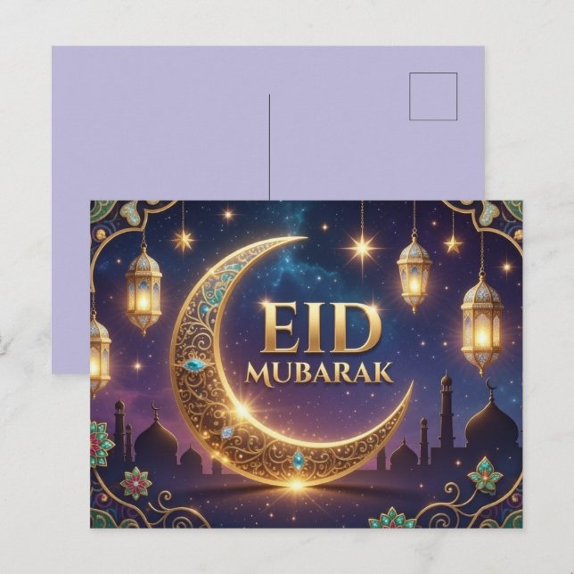 Eid Mubarak Luxury Gold And navy Blue  Postcard (Front/Back)