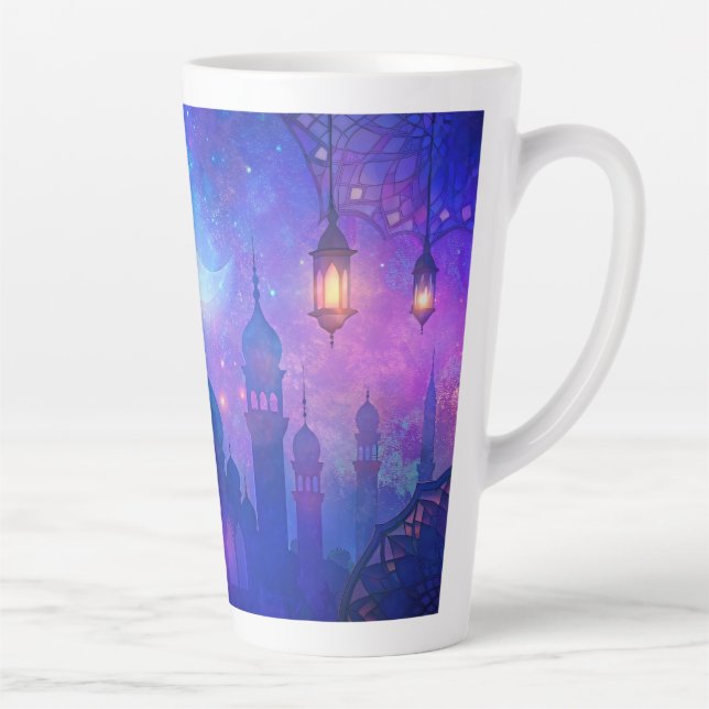 Eid Mubarak Magic Arabian Nights Crescent Colours Latte Mug (Right)