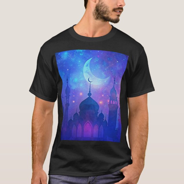 Eid Mubarak Magic Arabian Nights Crescent Colours T-Shirt (Front)