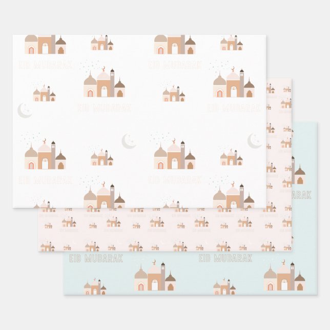 Eid Mubarak Modern Wrapping Paper Set of 3 (Set)