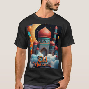 Eid Mubarak Mosque with Balloons Tshirt For Men