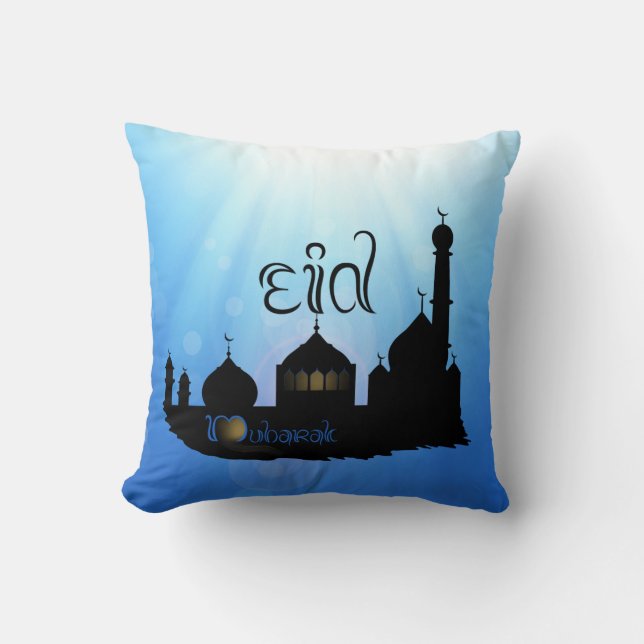 Eid Mubarak Mosque with Typography Cushion (Front)