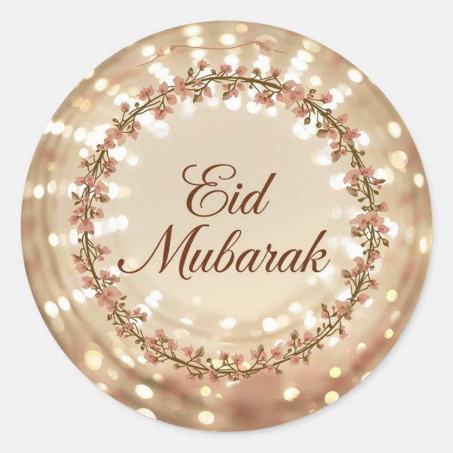 Eid Mubarak Muslim Classic Round Sticker (Front)