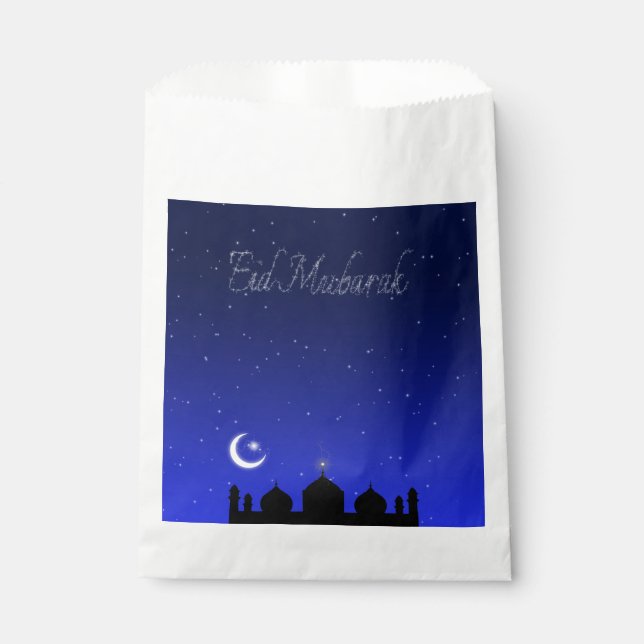 Eid Mubarak Night Stars Mosque Favour Bag (Front)