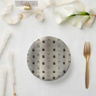 Eid Mubarak Paper Bowl –Gold Kaaba & Masjid Nabawi Plate