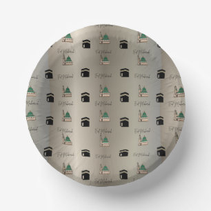 Eid Mubarak Paper Bowl –Gold Kaaba & Masjid Nabawi Plate