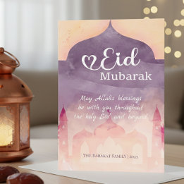 Eid Mubarak Personalised Card with Mosque Design