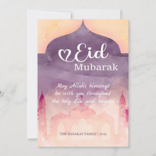 Eid Mubarak Personalized Card with Mosque Design