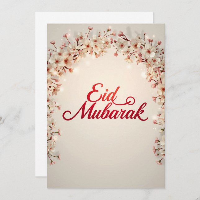 Eid mubarak Personalized Floral Greeting Card (Front/Back)
