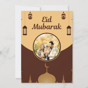 Eid Mubarak Photo Frame Mosque Skyline Art Holiday Card