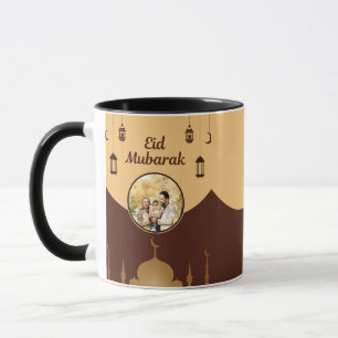 Eid Mubarak Photo Frame Mosque Skyline Art Mug