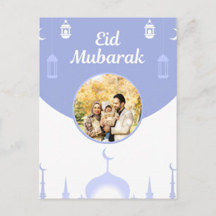 Eid Mubarak Photo Frame Mosque Skyline Art Postcard
