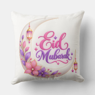 Eid Mubarak Pillow Pink and Purple