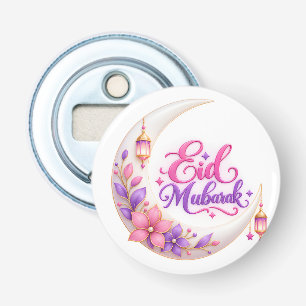 Eid Mubarak Pink and Purple Bottle Opener
