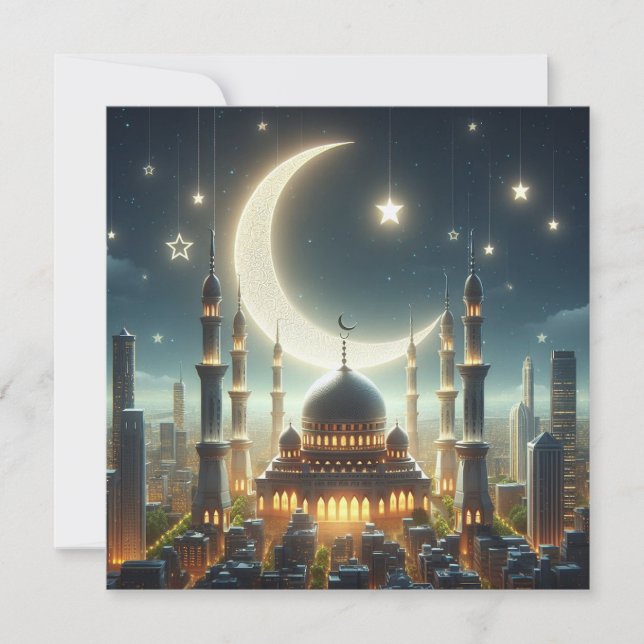 Eid Mubarak Ramadan Customisable Greetings Text Holiday Card (Front)