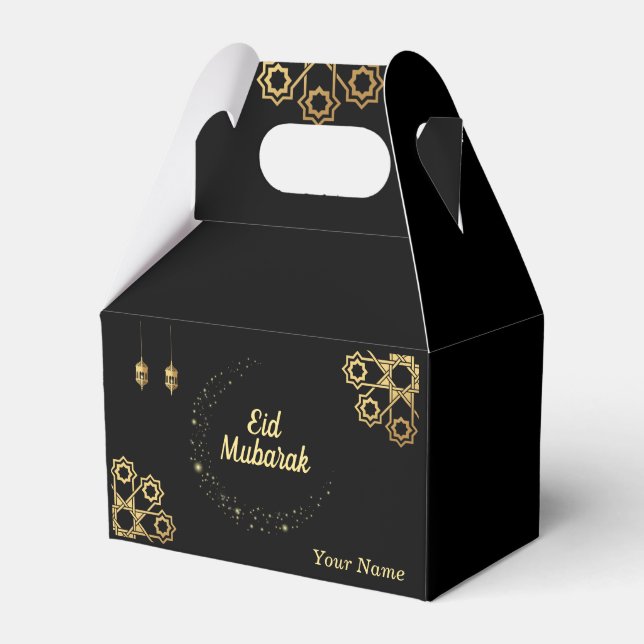 Eid Mubarak / Ramadan Kareem Golden Personalise Favour Box (Front Side)