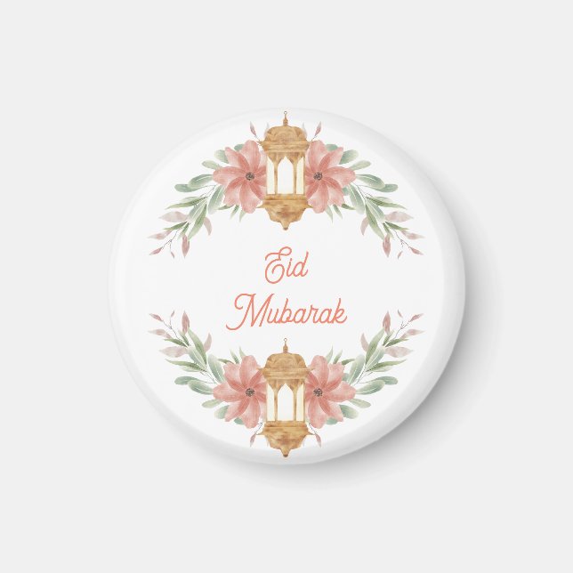 Eid Mubarak |Ramadan Mubarak  Flowers Wreath Lamp  Magnet (Front)
