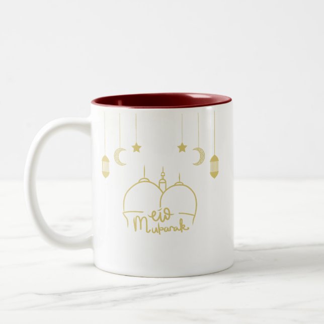 EID MUBARAK RAMADAN SUGAR COOKIE BROWNIE Two-Tone COFFEE MUG (Left)