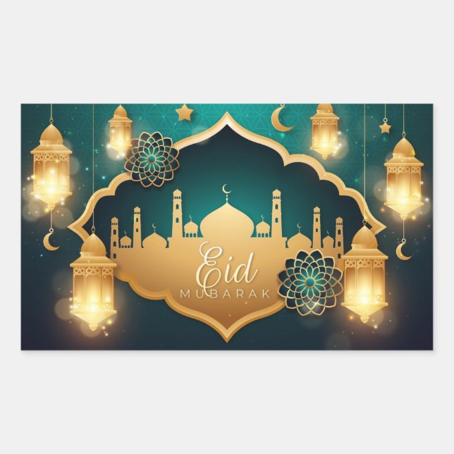Eid Mubarak Rectangular Sticker (Front)