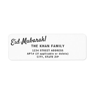 Eid Mubarak Return Address Sticker Label