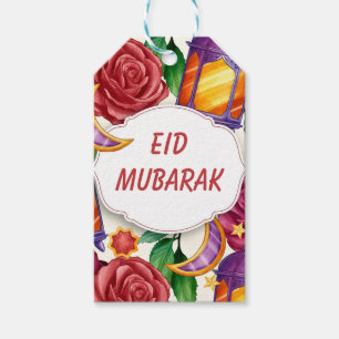 Eid Mubarak Watercolor Floral Gift Tags