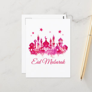 Eid Mubarak  Watercolor Mosque  Postcard
