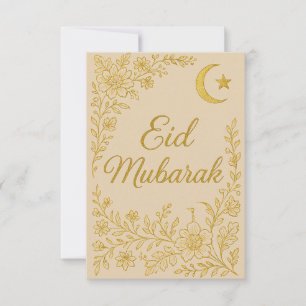 Eid Mubarak - White and Gold Mosque Flowers Invitation
