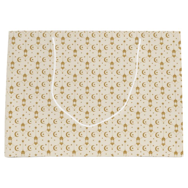  Eid or Ramadan Lanterns & Crescent Seamless  Large Gift Bag (Front)