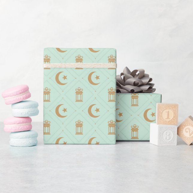  Eid or Ramadan Lanterns & Crescent Seamless  Wrapping Paper (Baby Shower)