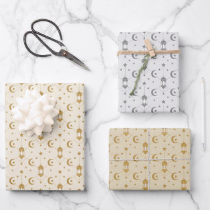 Eid or Ramadan Lanterns & Crescent Seamless Wrapping Paper Sheet