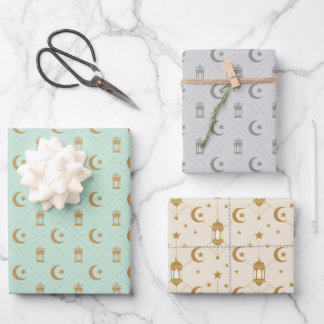  Eid or Ramadan Lanterns & Crescent Seamless  Wrapping Paper Sheet