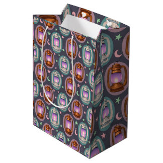Eid & Ramadan Lanterns Seamless Pattern with Moon Medium Gift Bag