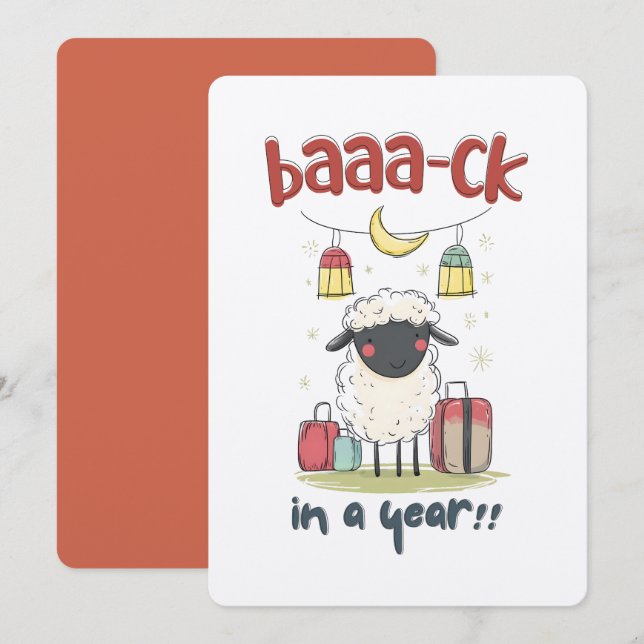 Eid Sheep on Sabbatical | Baaa-ck in a Year! Invitation (Front/Back)