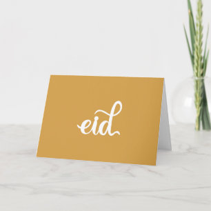 Eid Yellow White Script Muslim Holiday Greeting Card