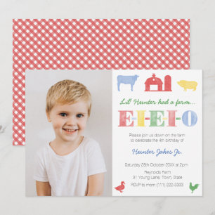 EIEIO Old MacDonald Farm Birthday Party for Boy Invitation