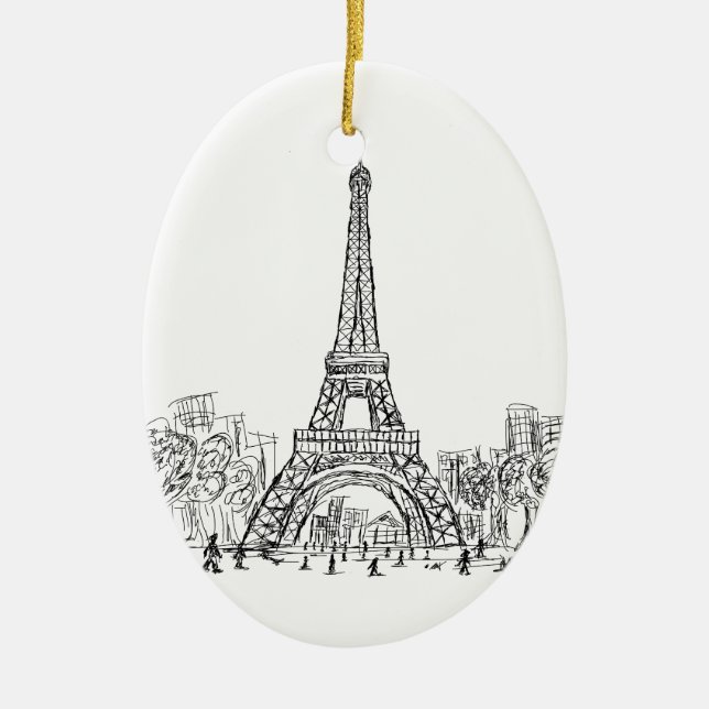 Eifel Tower Paris Ceramic Tree Decoration (Front)