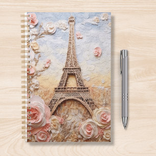 Eifel Tower Paris France Pink Floral Planner