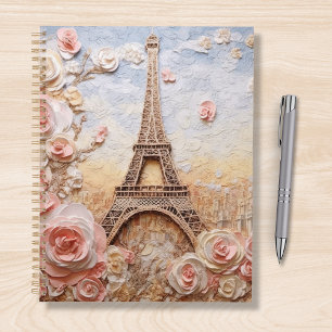 Eifel Tower Paris France Pink Floral Planner