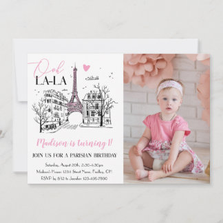 Eifel Tower Paris Parisian Any Age Photo Birthday Invitation