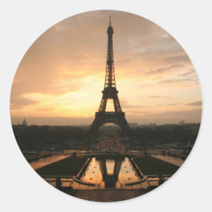 eiffel dawn classic round sticker