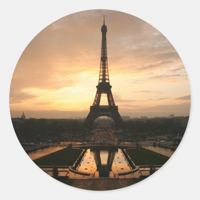 eiffel dawn classic round sticker (Front)